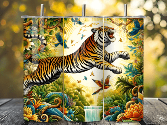 Download Tiger in Golden Jungle Tumbler Wrap - Premium Resources