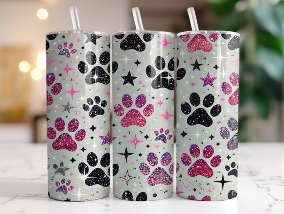 Download Glitter Dog Paw 20oz Skinny Tumbler Wrap - 20oz skinny tumbler Collection