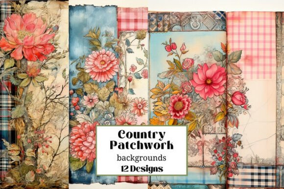 Download 12 Country Patchwork Floral Backgrounds - Country patchwork Collection