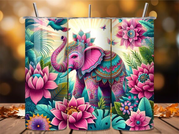 Download Pink Elephant Floral Jungle Tumbler Wrap - Premium Resources