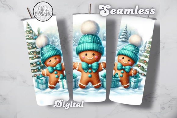 Download Cute Teal Gingerbread Men Tumbler Wrap - Men tumbler wrap Collection