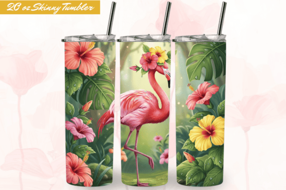 Download Summer Flamingo 20oz Skinny Tumbler Wrap - 20oz skinny tumbler Collection