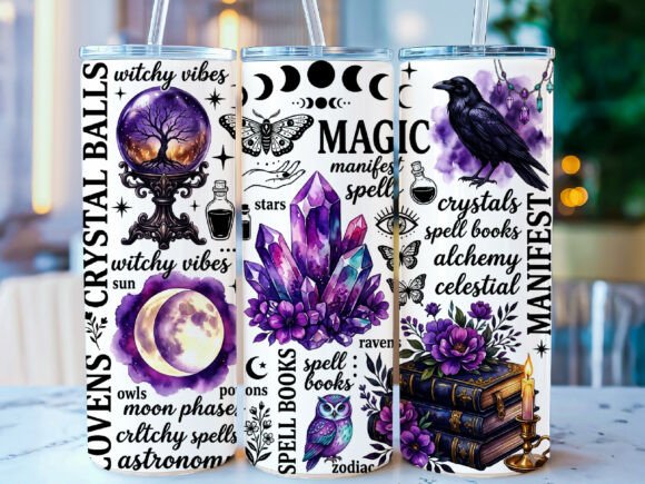 Download Witchy Crystal 20oz Skinny Tumbler Wrap - 20oz skinny tumbler Collection