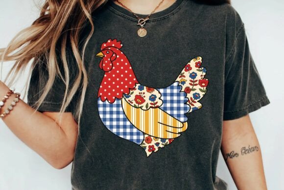 Download Colorful Country Patchwork Folk Art Chicken Sublimation Design PNG - Country patchwork Collection