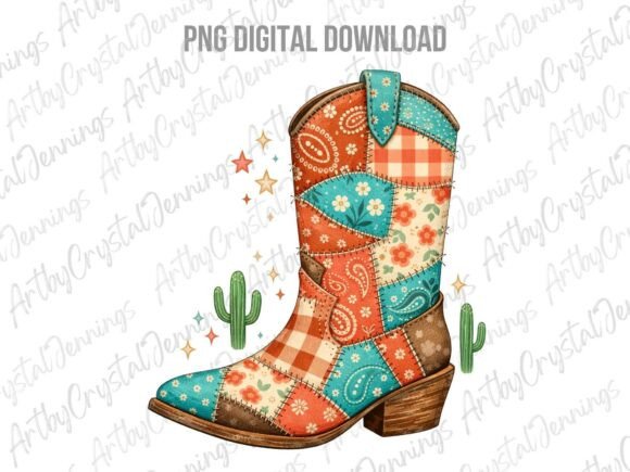 Download Quilted Country Patchwork Western Boot - Country patchwork Collection